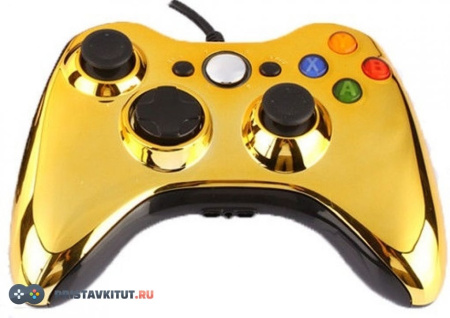 Проводной джойстик для Xbox 360 (Золотой хром)
